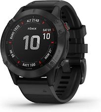 Garmin Fenix 6 Pro 47 mm zwart met een zwarte siliconen polsband - refurbished