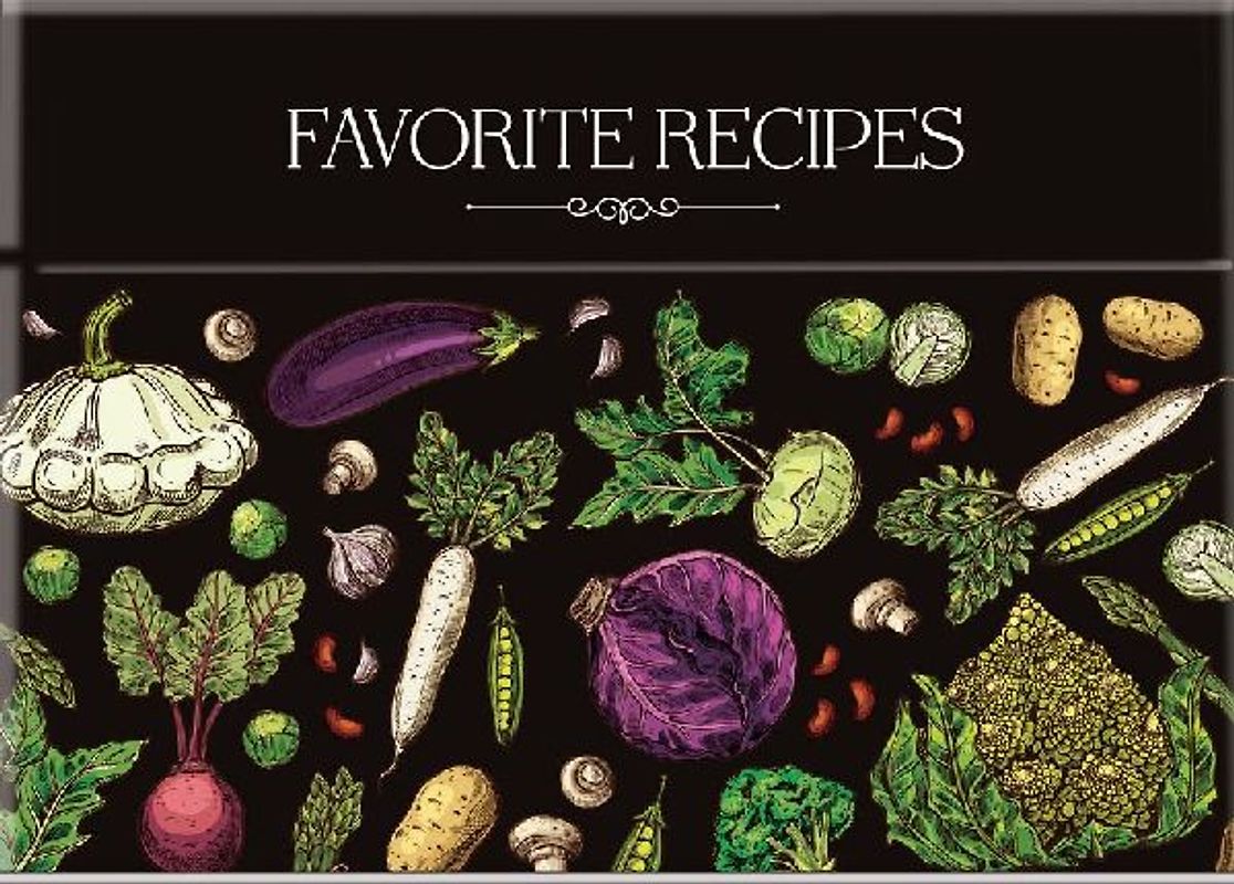 Recipe Card Collection Tin - Favorite Recipes (Vintage Vegetables) - 50 Recipe Cards with Pictures + 50 Blank Cards to Write in Your Own Recipes
