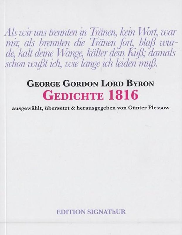 Lord Byron GEDICHTE 1816