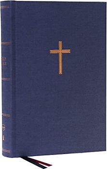 Nkjv, Single-Column Wide-Margin Reference Bible, Cloth Over Board, Blue, Red Letter, Comfort Print