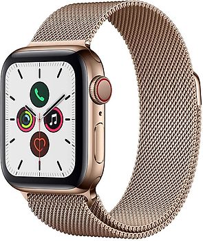 Apple Watch Series 5 40 mm roestvrij stalen kast goud op Milanees bandje goud [wifi + cellular]