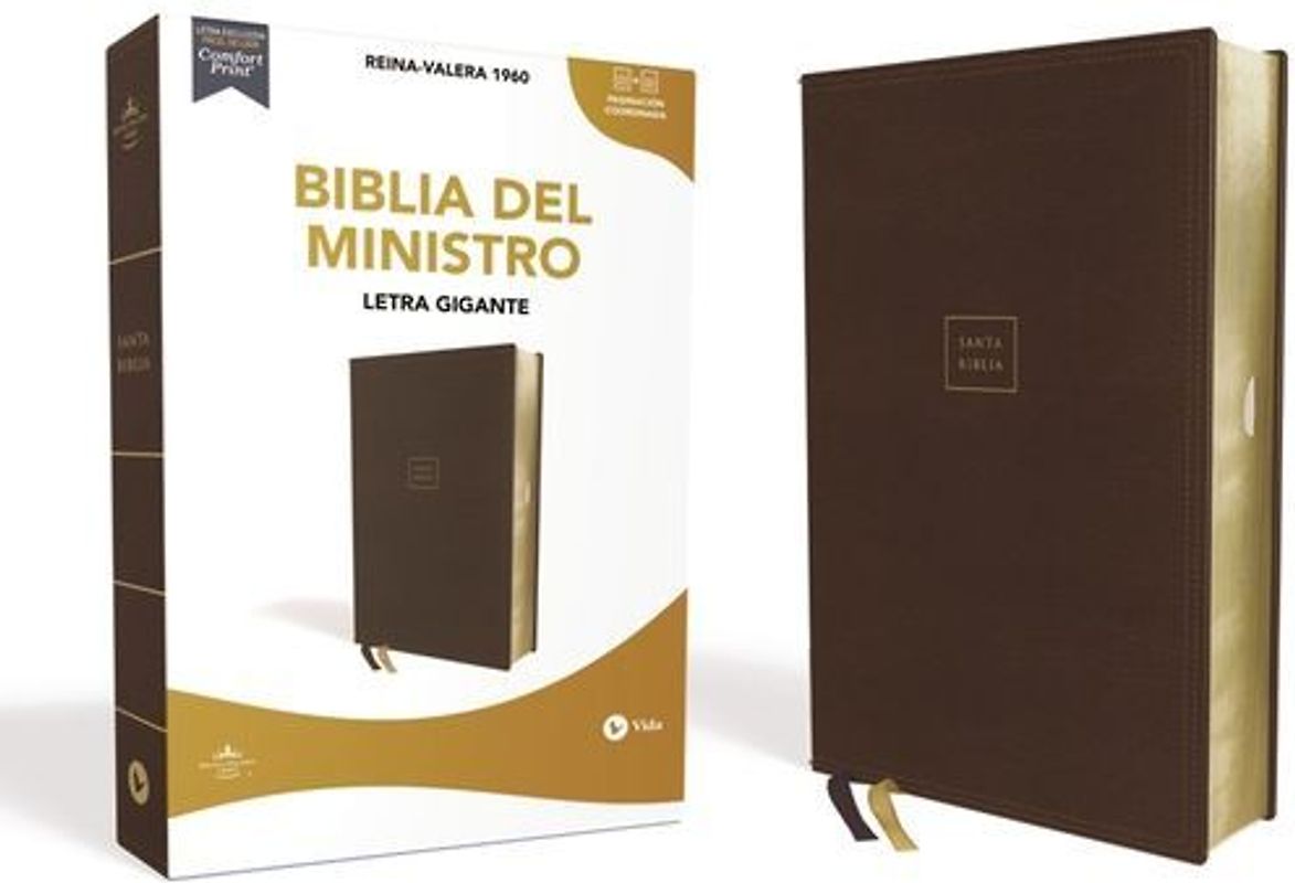 Rvr60, Biblia del Ministro, Letra Gigante, Leathersoft, Café, Palabras de Jesús En Rojo, Comfort Print