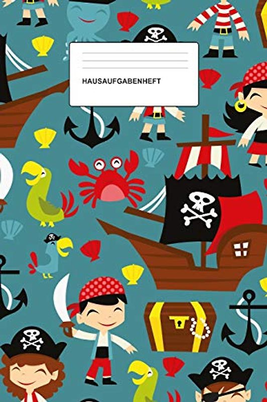 Hausaufgabenheft: Das Hausaufgabenheft für Grundschule und Co. mit tollen Tiermotiven, Softcover, Motiv: Piraten