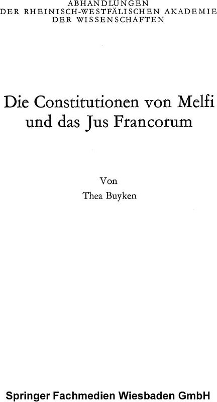 Die Constitutionen von Melfi und das Jus Francorum