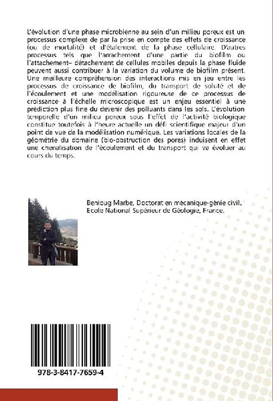 Modélisation numérique de la croissance microbienne en milieu poreux