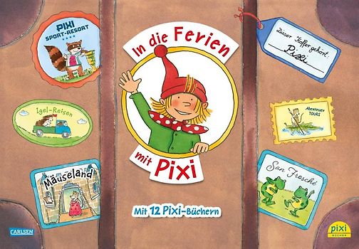 Pixis großer Reisekoffer mit 12 Pixi-Büchern