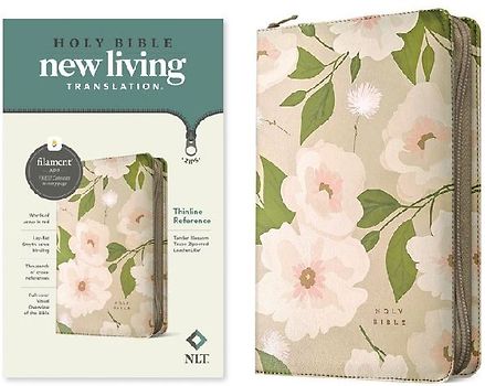 NLT Thinline Reference Zipper Bible, Filament Enabled (Leatherlike, Tender Blossom Taupe, Red Letter)