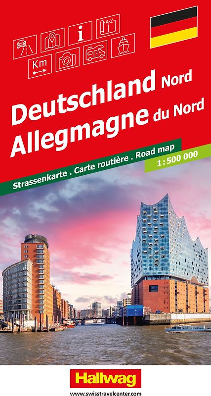 Hallwag Strassenkarte Deutschland Nord 1:500.000