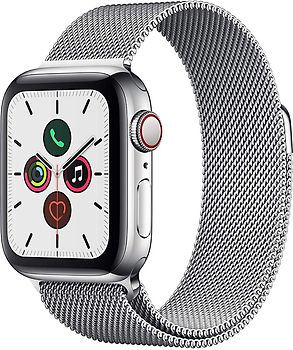 Apple Watch Series 5 40 mm Caja de acero inoxidable plata Pulsera Milanese Loop plata [Wifi + Cellular]