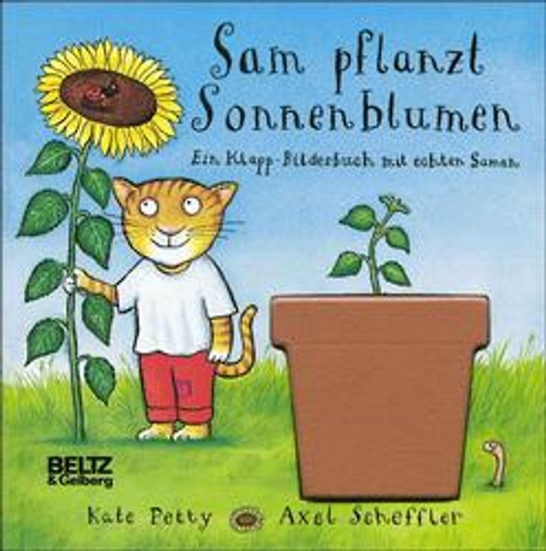 Sam pflanzt Sonnenblumen. Ein Klapp-Bilderbuch mit echten Samen
