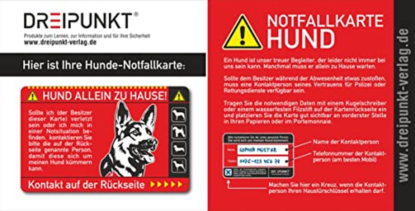 Notfallkarte 'Hund': PVC-Karte im Scheckkartenformat für die Brieftasche