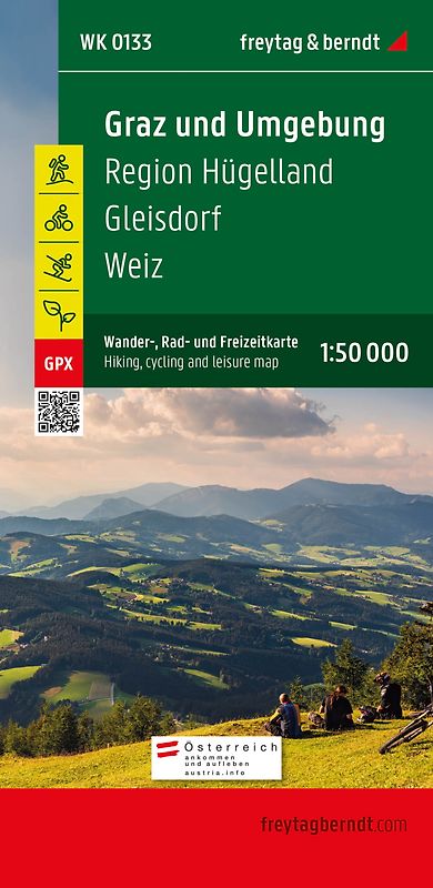 freytag & berndt Wanderkarte WK 0133 Graz und Umgebung, Region Hügelland-Schöcklland - Gleisdorf - Weiz - Raabklamm 1:50.000