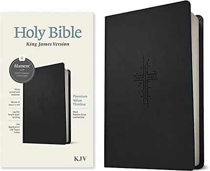 Holy Bible: King James Version, Black Radiant Cross, Leatherlike, Thinline Reference, Filament Enabled