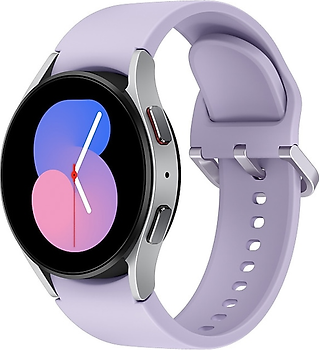 Samsung Galaxy Watch5 40 mm Boîtier en aluminium couleur argent avec bracelet Sport M/L couleur lavande [Wi-Fi]