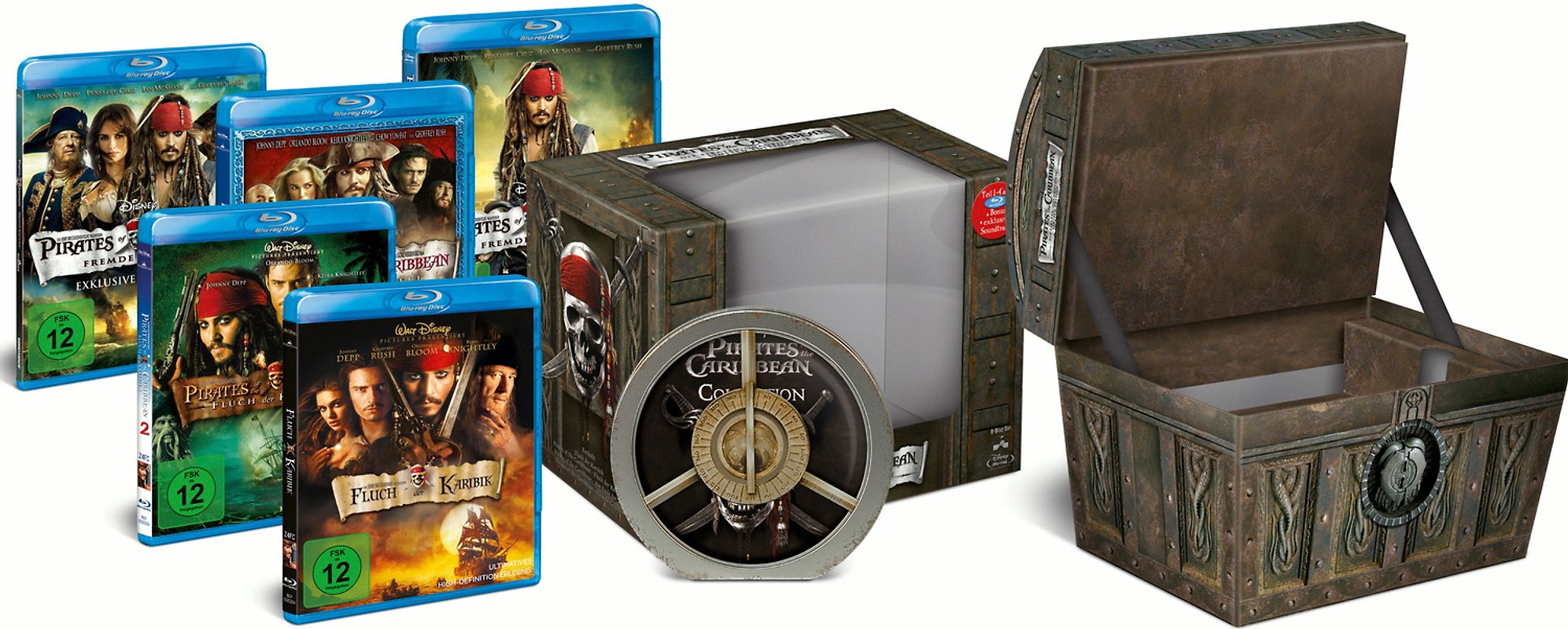 Pirates of the Caribbean 1 - 4 [Collector's Edition Schatztruhe inkl. Soundtrack] Blu-ray Disc