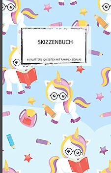 Skizzenbuch DIN A5: süßes Einhorn blanko Malbuch Geschenk für Mädchen ab 3 Jahren