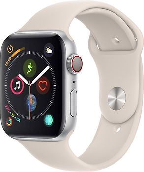 Apple Watch Series 4 44 mm boîtier en aluminium argent avec Bracelet Sport lumière stellaire [Wifi+Cellular]