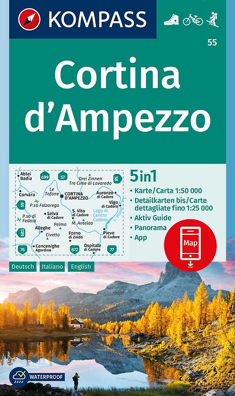 KOMPASS Wanderkarte 55 Cortina d'Ampezzo 1:50.000