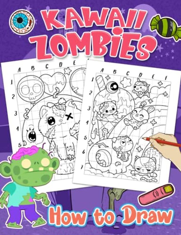 How To Draw Kawaii Zombies: Horror Drawing Tutorials With 25 Simple And Basic Illustrations Inside | Anxiety Relief Gifts | Relaxation Gifts | Stress Relief Gifts