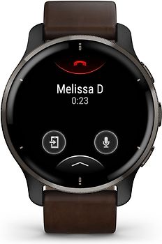 Garmin Venu 2 Plus 43 mm noir avec bracelet en cuir brun [Wi-Fi]