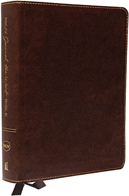 NKJV, Journal the Word Bible, Large Print, Bonded Leather, Brown, Red Letter Edition