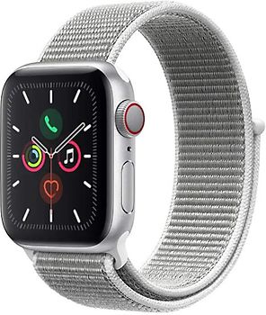 Apple Watch Series 5 40 mm boîtier aluminium argent sidéral avec Boucle Sport blanc [Wifi+ Cellular]