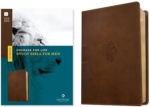 NLT Courage for Life Study Bible for Men, Filament Enabled (Leatherlike, Rustic Brown Lion)