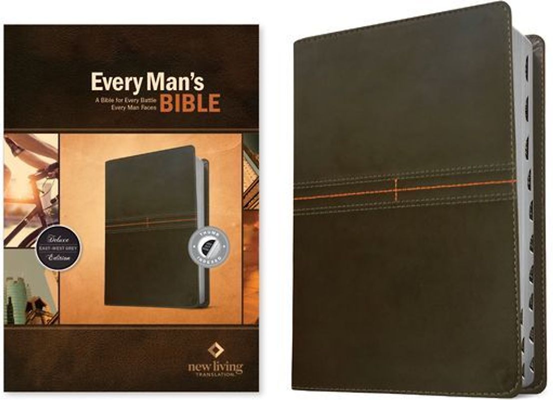 Every Man's Bible NLT (Leatherlike, East-West Grey, Indexed)