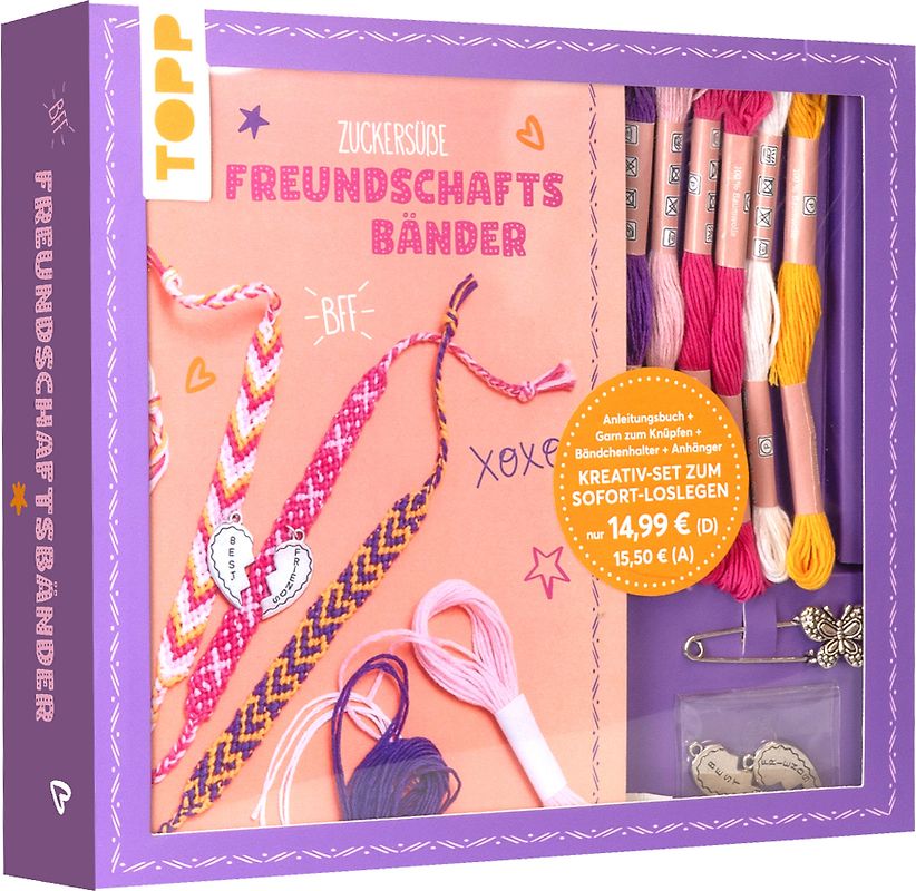 Kreativ-Set Zuckersüße Freundschaftsbänder. Mit Anleitungsbuch und Material
