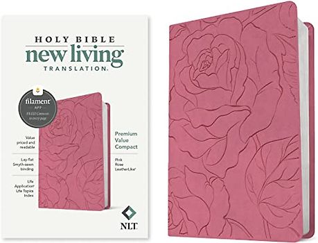 NLT Premium Value Compact Bible, Filament Enabled (Leatherlike, Pink Rose)