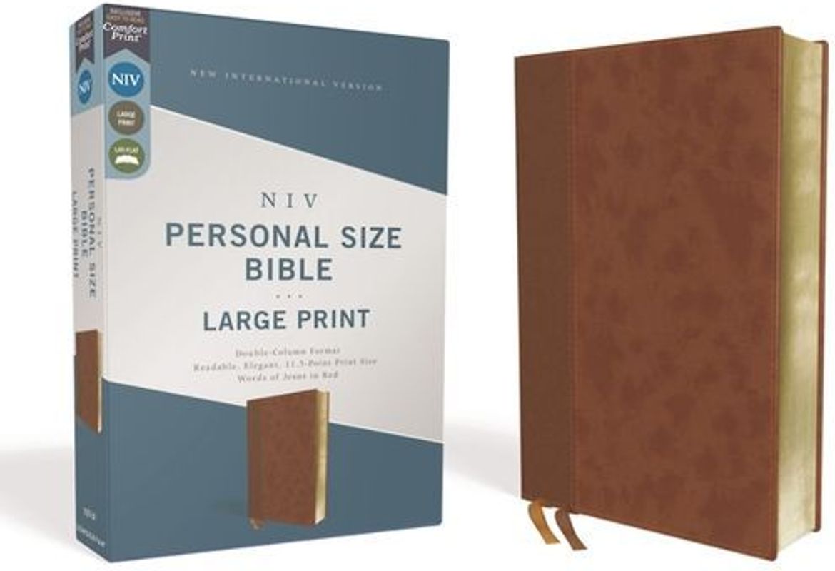 Niv, Personal Size Bible, Large Print, Leathersoft, Brown, Red Letter Edition, Comfort Print