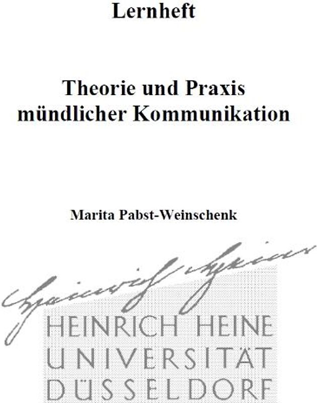 Lernheft Theorie und Praxis mündlicher Kommunikation