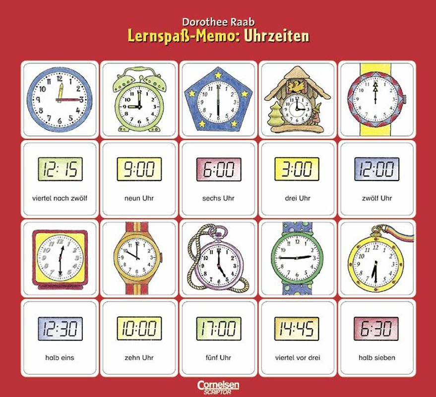 Dorothee Raab - Lernspaß-Memo / Uhrzeiten
