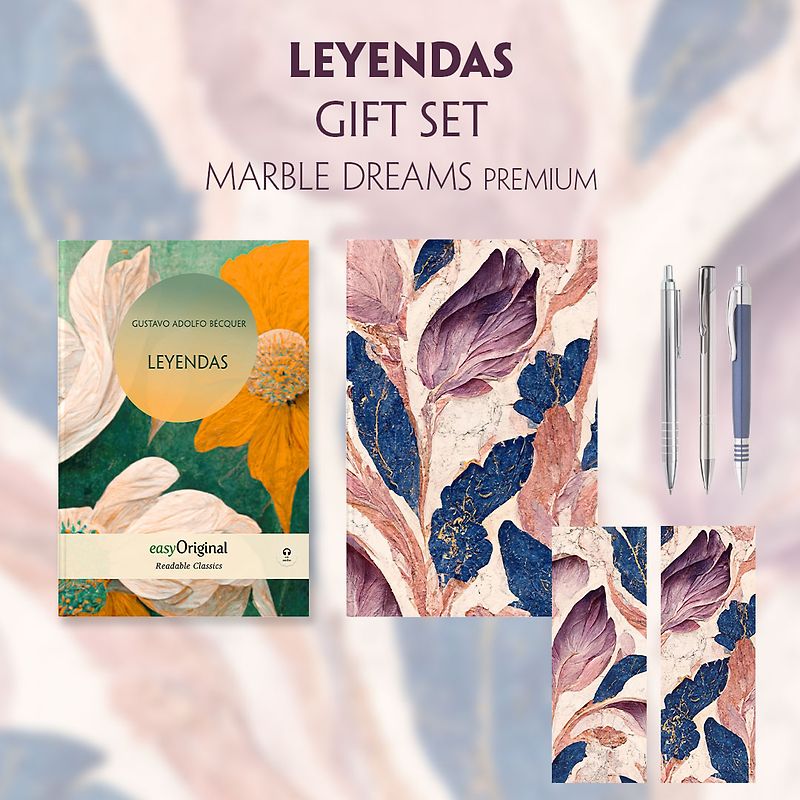Leyendas (with audio-online) Readable Classics Geschenkset + Marmorträume Schreibset Premium