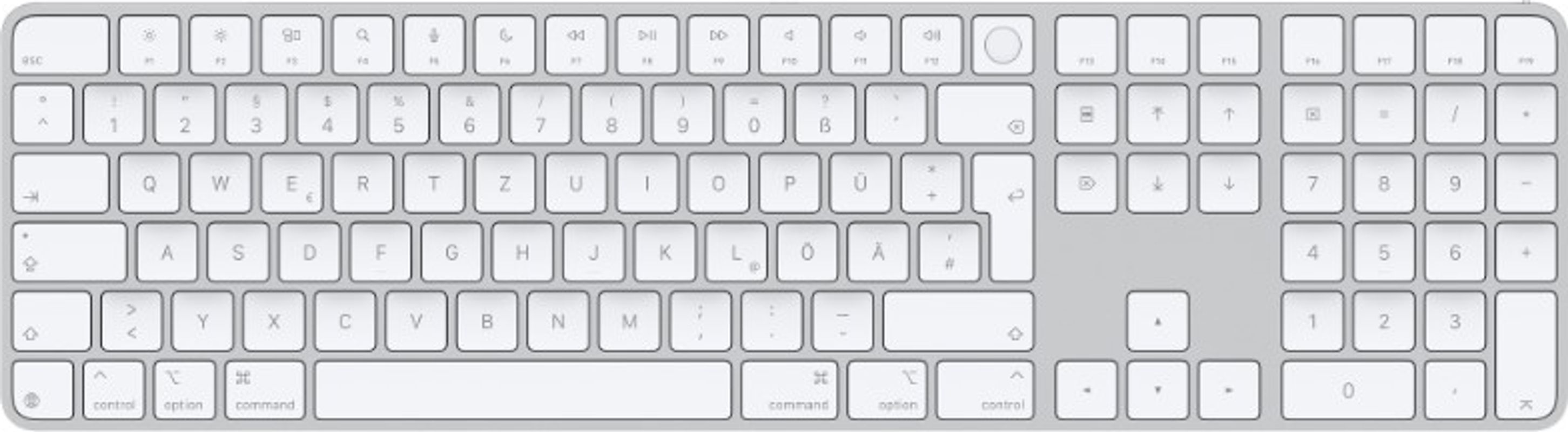 Apple magic Keyboard met wijzerplaat en Touch ID [Duits toetsenbordindeling, QWERTZ, USB-C] wit