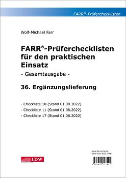 Farr, Prüfercheckl. 36. Erg.Lief. z. Grundwerk, inkl. CL 10,11 + 17