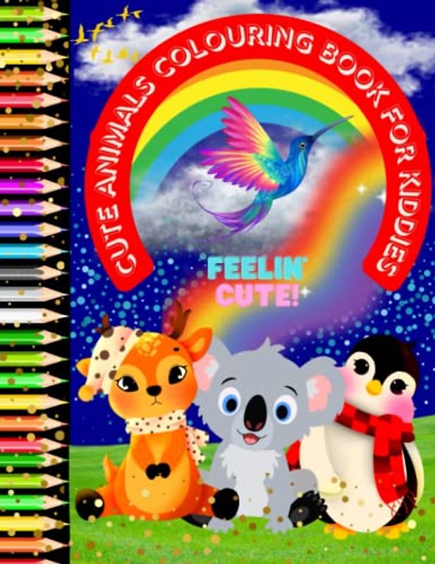 Cute Animals Colouring Book for Kiddies: 8.5x 11, activities, stress relieving, over 50 pages for preschool and 3rd grades, and older, animal babies, llamas hippos, lions, sloth, mouse,