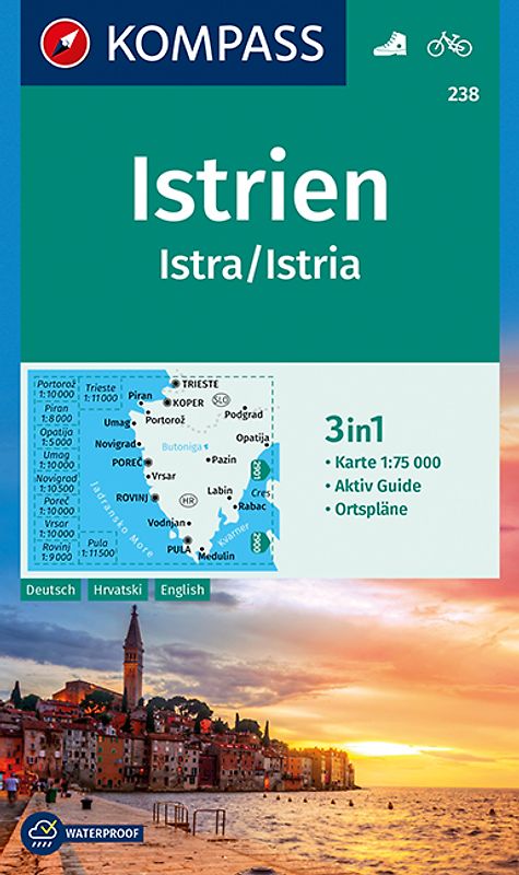 KOMPASS Wanderkarte 238 Istrien, Istra, Istria 1:75.000