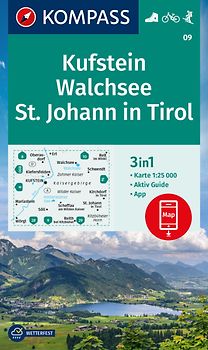 KOMPASS Wanderkarte 09 Kufstein, Walchsee, St. Johann in Tirol 1:25.000