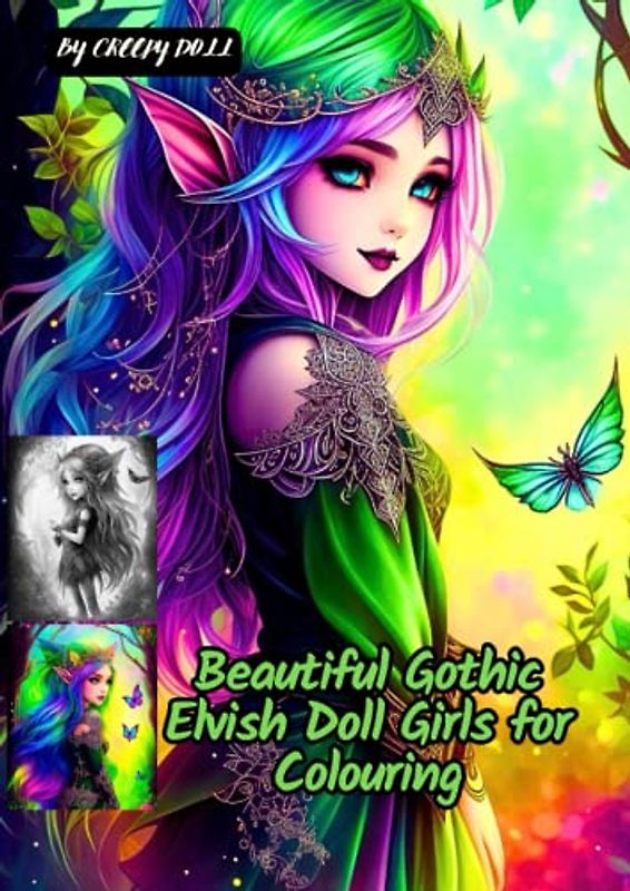 Beautiful Gothic Elvish Doll Girls for Colouring