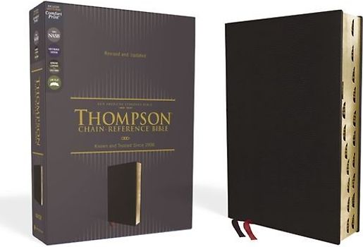 Nasb, Thompson Chain-Reference Bible, Genuine Leather, Calfskin, Black, 1995 Text, Red Letter, Thumb Indexed, Comfort Print