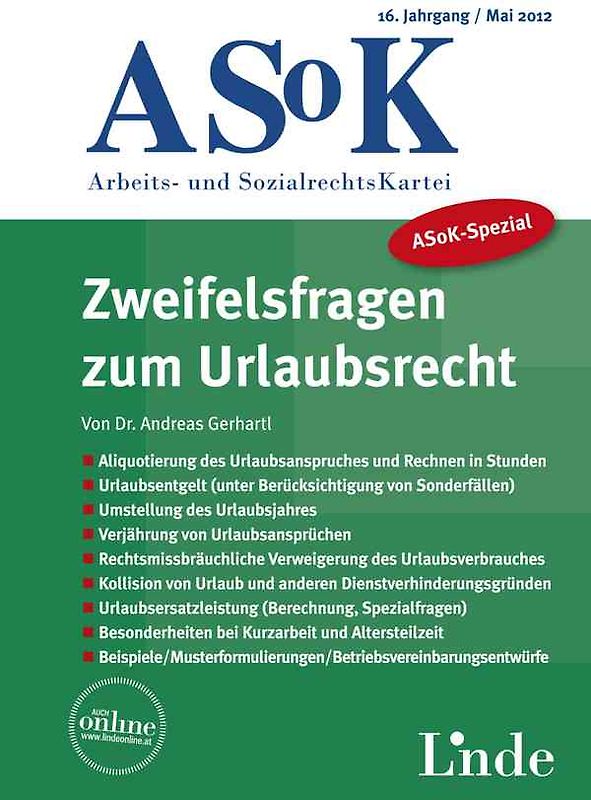 ASoK-Spezial Zweifelsfragen zum Urlaubsrecht