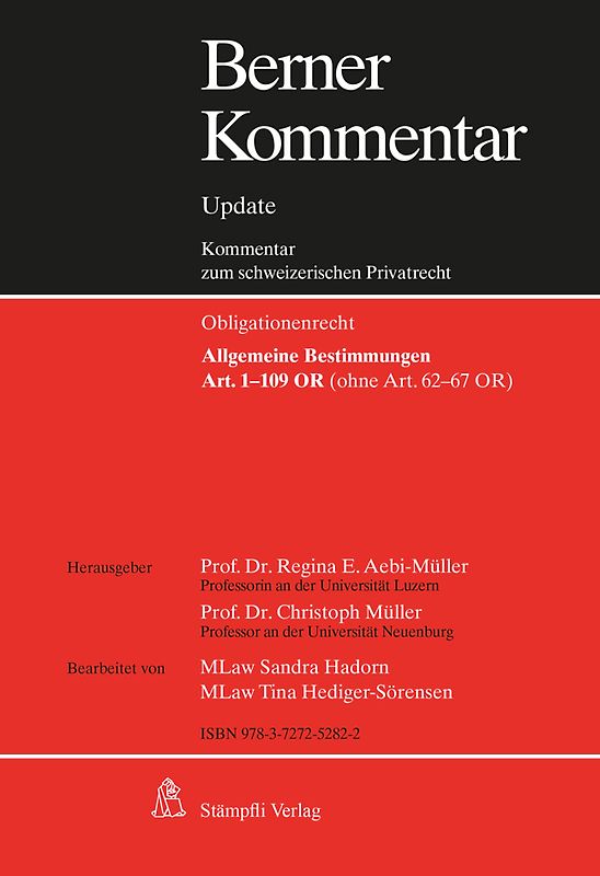 Berner Kommentar Update - Art. 1-109 OR, Grundwerk, Allgemeine Bestimmungen (ohne Art. 62-67 OR) inkl. 9. Ergänzungslieferungen