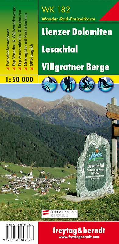 Lienzer Dolomiten - Lesachtal - Villgratner Berge, Wanderkarte 1:50.000, freytag & berndt, WK 182