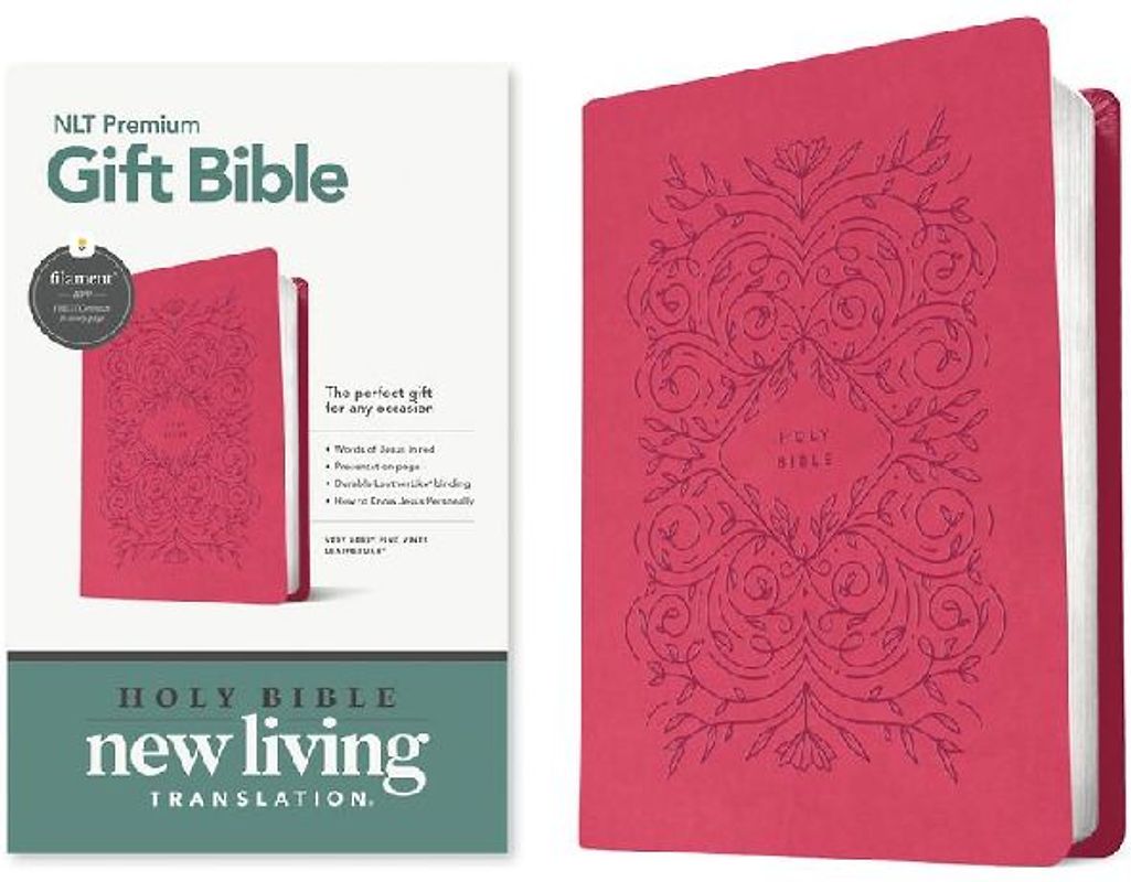 Premium Gift Bible Nlt, Filament Enabled (Leatherlike, Very Berry Pink Vines, Red Letter)