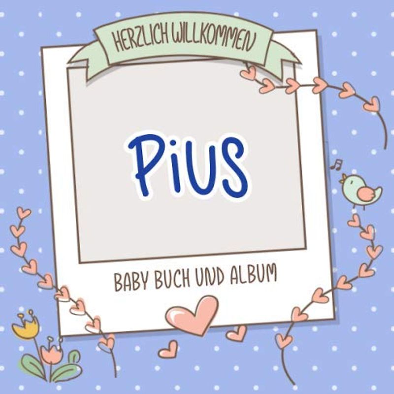 Herzlich Willkommen Pius - Baby Buch und Album: Personalisiertes Babybuch und Babyalbum, Geschenk zu Schwangerschaft und Geburt, Baby Name auf dem Cover
