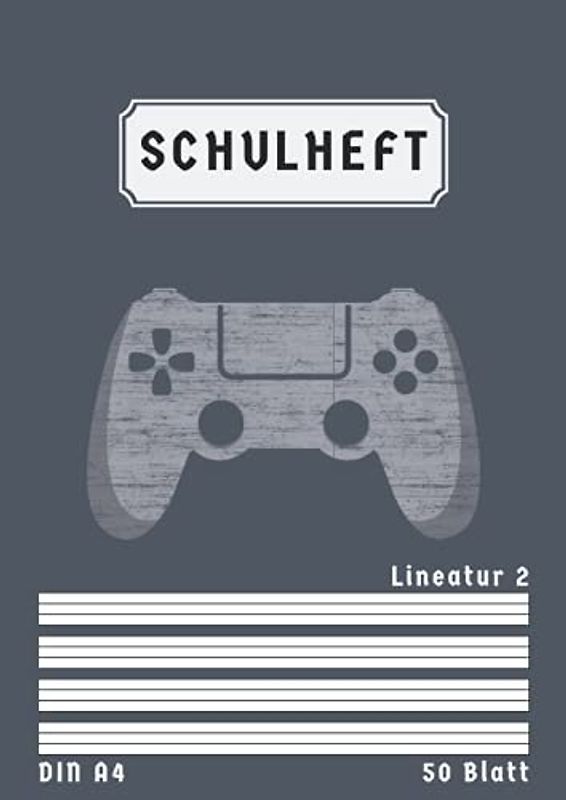 Schulheft Lineatur 2 A4: Liniert 50 Blatt | 2. Klasse Schreibheft Lineatur 2 Din A4 mit Kontrastlineatur | Grau