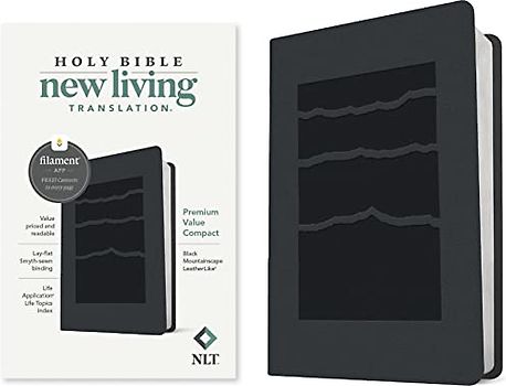 NLT Premium Value Compact Bible, Filament Enabled (Leatherlike, Black Mountainscape)