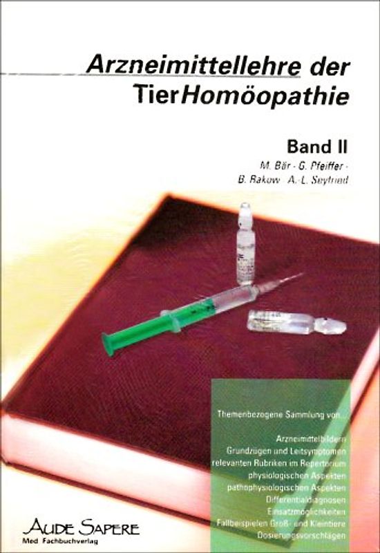 Arzneimittellehre der TierHomöopathie / Arzneimittellehre der TierHomöopathie. Themengezogene Sammlung von ... Arzneimittelbildern, Grundzügen und Leitsymptomen, relevanten Rubriken im Repertorium, physiologischen Aspekten, pathophysiologischen Aspekten, Diggerentialdiagnosen, Einsatzmöglichkeiten, Fallbeispielen, Groß- und Kleintiere, Dosierungsvorschlägen
