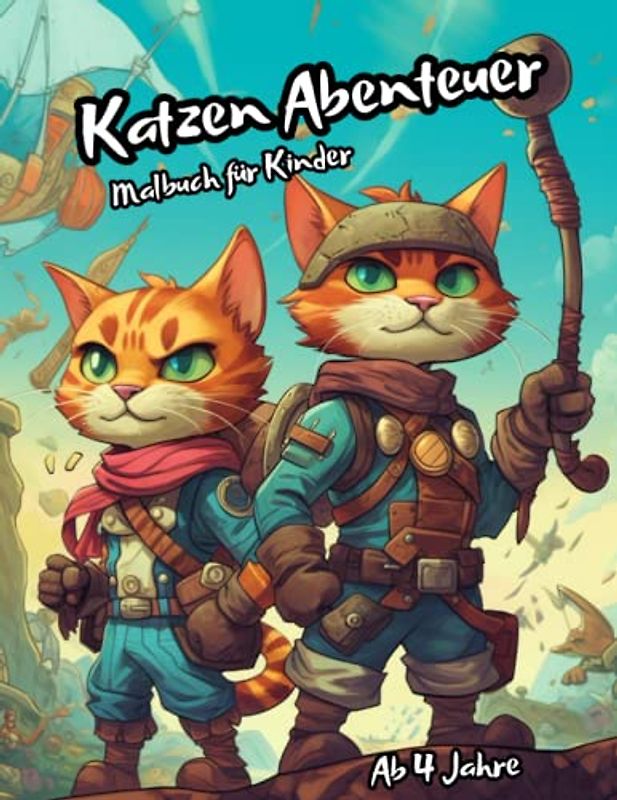Katzen Abenteuer Malbuch für Kinder: Bereite dich auf ein Abenteuer mit diesen mutigen Katzen zum Ausmalen vor und erlebe neue Welten!